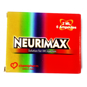 Neurimax ( Vitamins B1 200 mg + B2 4 mg + B6 100 mg + B12 1000 mg) 6 intramascular ampoules